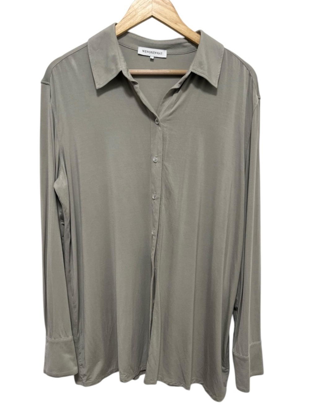 WE WORE WHAT dani shirtdress in sage size medium
